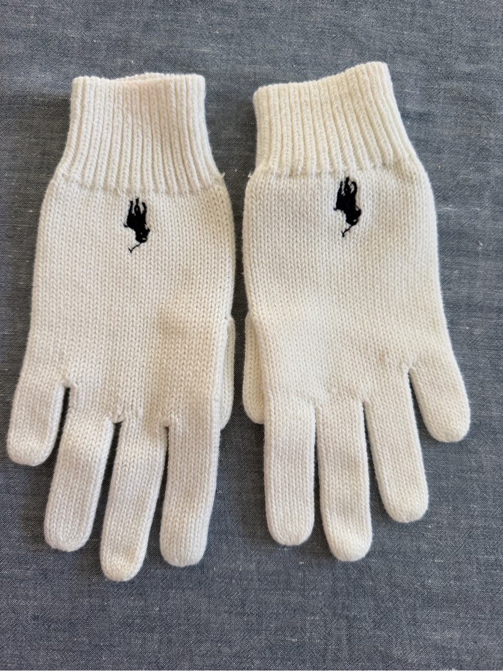 Women’s Cream Knit Gloves with Black Logo - Classic Winter Accessory